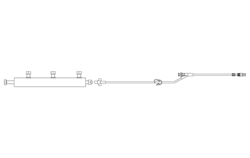 BD Extension Set, Pinch Clamp, 3 Port Manifold (3 One Way Valves), (1) SmartSite™ Needle-Free Valve 6" from 2-Piece Male Luer Lock, 43" Length, 8 ml PV, Sterile, 50/cs (Continental US Only) - 6"