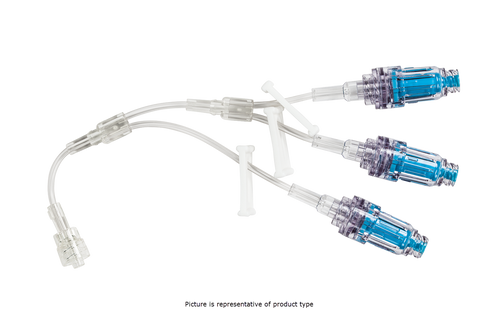 BD Extension Set, Trifuse, (3) Removable MaxPlus Clear Needle-Free Connectors, (3) Removable Slide Clamps, Spin Male Luer Lock, Not Made with DEHP, 7" Length, 1.5ml PV, Sterile, 50/cs (Continental US Only) - 7"