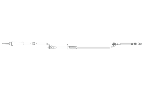 BD Gravity Admin Set, Check Valve, Roller Clamp, (2) SmartSite™ Needle-Free Valves 9", 85" from 2-Piece Male Luer Lock, 60 drop/L, 104" Length, 18 ml Fluid Path, Not Made with DEHP, Sterile, 100/cs (Continental US Only) - 9"