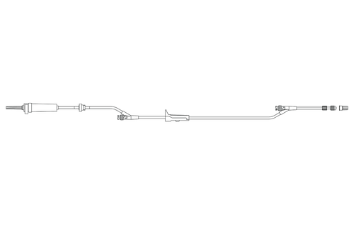 BD Gravity Admin Set, Check Valve, Roller Clamp, (2) SmartSite™ Needle-Free Valves 9", 85" from 2-Piece Male Luer Lock, 60 drop/L, 104" Length, 18 ml Fluid Path, Not Made with DEHP, Sterile, 100/cs (Continental US Only) - 9"