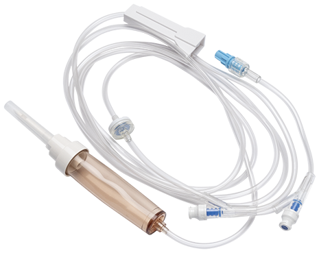 BD Gravity Set, Includes: Check Valve, Roller Clamp, (2) SmartSite Needle-Free Valves 4", 78" from Fixed Male Luer Lock, 10 drops/L, 104", 23 ml PV, Sterile, 100/cs (Continental US Only) - 4"