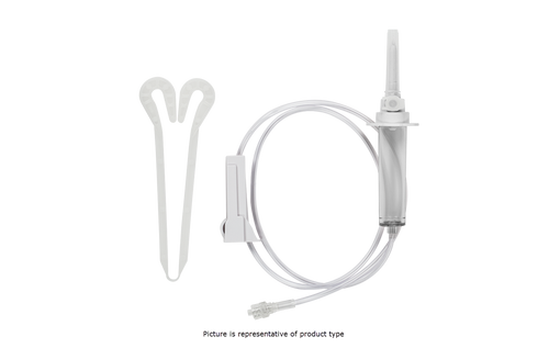 BD Secondary Admin Set, Non-Vented Needle-Free Valve Bag Access, Port Roller, Pinch Clamp Spin Male Luer Lock with Hanger, 20 drop/L, 31" Length, 12 ml Fluid Path, Not Made with DEHP, Sterile, 100/cs (Continental US Only) - 31"