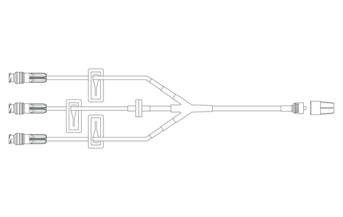 BD SmartSite™ Extension Set, Small Bore, Check Valve, Trifuse, (3) SmartSite™ Needle-Free Connectors, (3) Slide Clamps, Spin Male Luer Lock, 7.5" Length, 1.7ml Fluid Path, Not Made with DEHP, Sterile, 100/cs (Continental US Only) - 5"