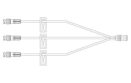 BD SmartSite™ Extension Set, Small Bore, Check Valve, Trifuse, (3) SmartSite™ Needle-Free Connectors, (3) Slide Clamps, Spin Male Luer Lock, 7.5" Length, 1.7ml Fluid Path, Not Made with DEHP, Sterile, 100/cs (Continental US Only) - 5"