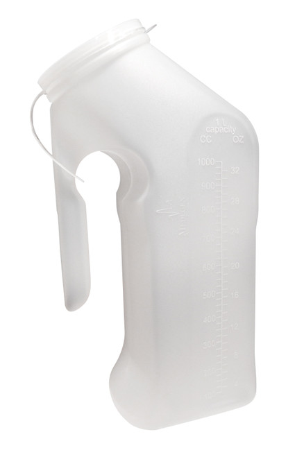 MEDEGEN MALE URINALS - Translucent Base, Gold Lid, 50/cs