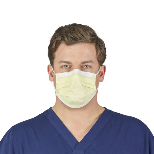 HALYARD STANDARD FACE MASKS - Procedure Mask, Yellow, 50/pkg, 10 pkg/cs (US Only)