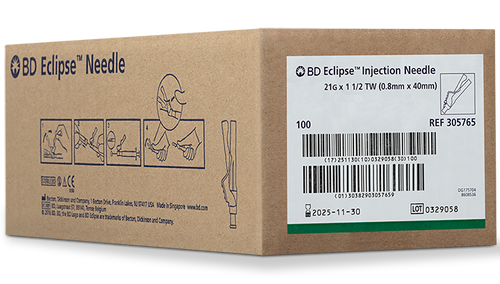BD Needle, 21G x 1½", For Luer Lok Syringes Only, 100/bx, 12 bx/cs (Continental US Only) - 21G, 1½"