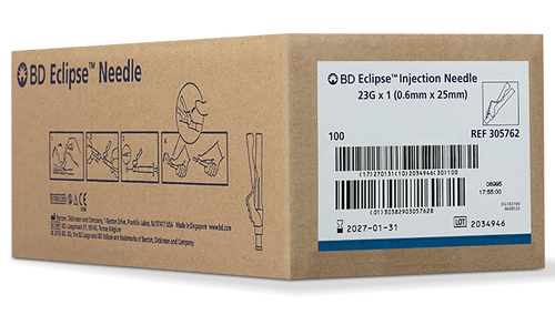 BD Needle, 23G x 1", For Luer Lok Syringes Only, 100/bx, 12 bx/cs (Continental US Only) - 23G, 1"