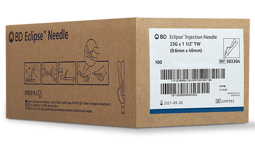 BD Needle, 23G x 1.5", Thin Wall, Sterile, 100/bx, 12 bx/cs (Continental US Only) - 23G, 5"