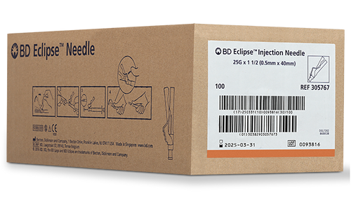 BD Needle, 25G x 1½", For Luer Lok Syringes Only, 100/bx, 12 bx/cs (Continental US Only) - 25G, 1½"