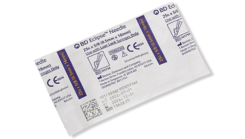 BD ECLIPSE™ Needle, 25G x 5/8", For Luer Lok Syringes Only, 100/bx, 12 bx/cs (Continental US Only) - 25G, 5/8"