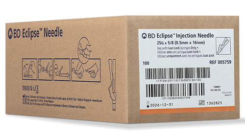 BD Needle, 25G x 5/8", For Luer Lok Syringes Only, 100/bx, 12 bx/cs (Continental US Only) - 25G, 5/8"
