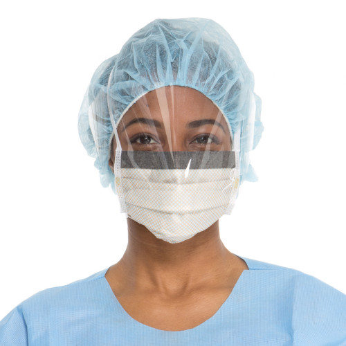 HALYARD KC300 SURGICAL & PROCEDURE MASKS - Surgical Mask, Wraparound Visor, Fog-Free, Earloop, Orange, 25/bx, 4 bx/cs (US Only)