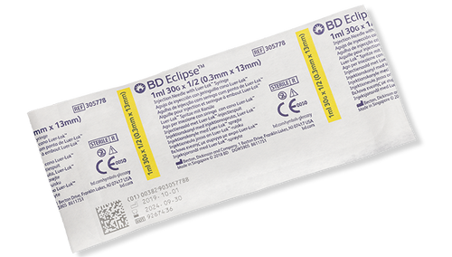 BD Needle, 30G x ½", 1mL, Luer-Lok™ Syringe, Detachable Needle, 50/bx, 6 bx/cs (Continental US Only) - 30G