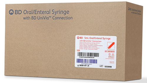 BD Enteral Syringe, UniVia™ Connector, 5mL, 125/pk, 4 pk/cs (Continental US Only)