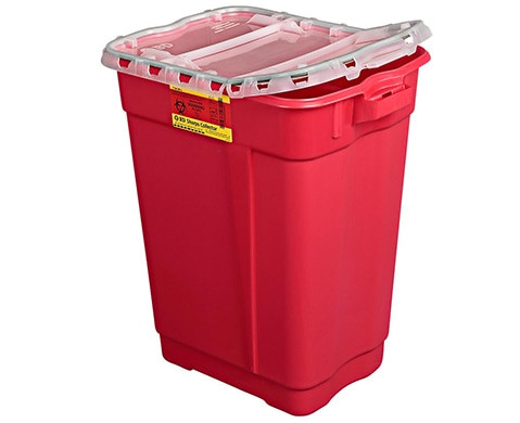 BD Sharps Collector, 17 Gal, Hinged Top Gasketed, Red, 5/cs (Continental US Only) - Red