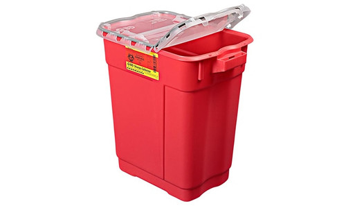 BD Sharps Collector, 9 Gal, Hinged Top, Red, 8/cs (Continental US Only) - Red