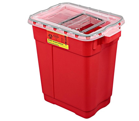 BD Sharps Collector, 9 Gal, Slide Top Gasketed, Red, 8/cs (Continental US Only) (Item is on allocation. Supplies may be limited or there may be longer than normal lead times) - Red