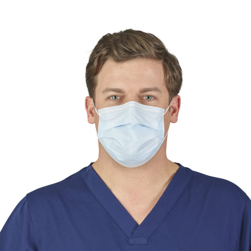 HALYARD STANDARD FACE MASKS - Procedure Mask, Longer Earloops, Level 1, Blue, 50/bx, 10 bx/cs (US Only)