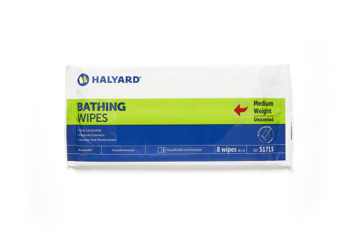 HALYARD BATHING WIPES - Bathing Wipe, Medium Weight, Unscented, 8/pk, 60 pk/cs