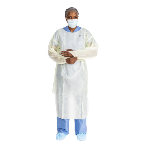 HALYARD OVER-THE-HEAD TRI-LAYER ISOLATION GOWNS - Over-the-Head Isolation Gown, AAMI3, Heavey Weight, Tri-Layer, Thumb Hooks w/ Elastic Cuffs, Yellow, Universal, 100/cs (US Only)