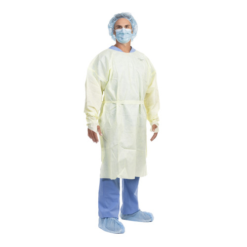 HALYARD OVER-THE-HEAD TRI-LAYER ISOLATION GOWNS - Over-the-Head Isolation Gown, AAMI3, Heavy Weight, Tri-Layer, Thumb Hooks w/ Elastic Cuffs, Yellow, X-Large, 100/cs (US Only)