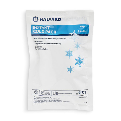 HALYARD INSTANT COLD PACKS - Halyard Instant Cold Pack, Large with Sleeve, 6" x 9", Single Patient Use, 24 ea/cs