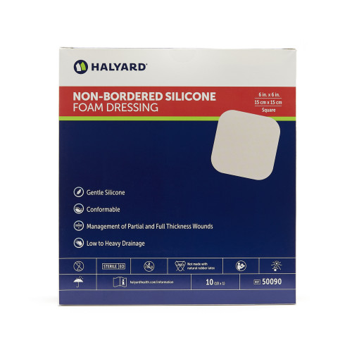 HALYARD DRESSING - Dressing, Silicone, Foam, Non-Bordered,  6" x 6", 10/bx, 5 bx/cs