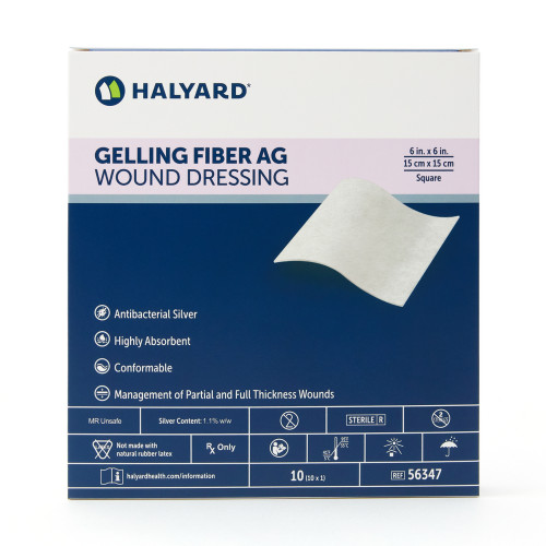 HALYARD DRESSING - Ag Gelling Fiber Dressing, 6" x 6", 10/bx, 20 bx/cs (US Only)