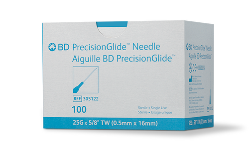 BD Needle, 25G x 5/8", Regular Bevel, Sterile, 100/bx, 10 bx/cs (Continental US Only) - 25G, 5/8"