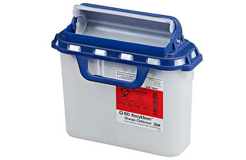 BD Sharps Collector, 5.4 Qt, Pharmacy Dual Opening Hinged Top, 50% Recycled Plastic, 20/cs (Continental US Only)