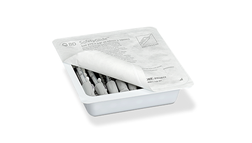 1 mL BD SafetyGlide™ Allergy Syringe Tray with 27 G x 1/2 in. Permanently Attached Needle (regular bevel)