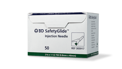 Needle, 21 G x 1½" BD SafetyGlide™, 50/bx, 10 bx/cs (Continental US Only) - 1½"