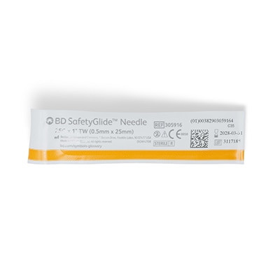 Needle, 25 G x 1" BD SafetyGlide™, 50/bx, 10 bx/cs (Continental US Only) - 1"