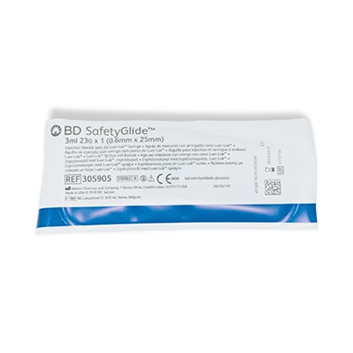 BD Syringe, 3mL, 23G x 1" Shielding Intramuscular Injection Needle, Regular Bevel, Regular Wall, Detachable Needle, 50/bx, 8 bx/cs (Continental US Only) - 23G, 1"