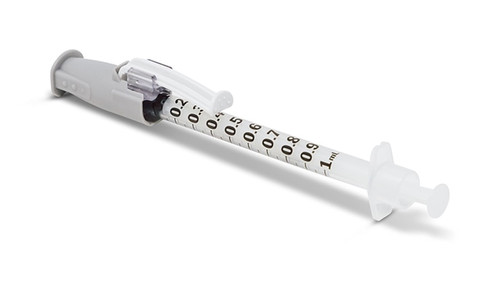Syringe, 1mL BD SafetyGlide™ Tuberculin, 27 G x ½" Permanently Attached Needle, Regular Bevel, 100/bx, 4 bx/cs (Continental US Only)