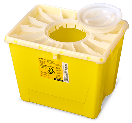 BD PGII Sharps Container, 8 Gallon, Duo Port Access Lid, Yellow, 9/cs (Continental US Only) - Yellow