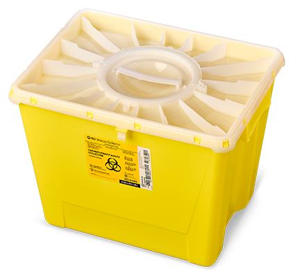BD PGII Sharps Container, 8 Gallon, Duo Port Access Lid, Yellow, 9/cs (Continental US Only) - Yellow