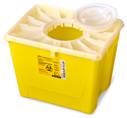 BD PGII Sharps Container, 8 Gallon, Duo Port Access Lid, Yellow, 9/cs (Continental US Only) - Yellow