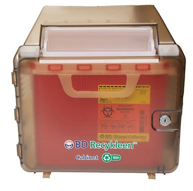 BD Recycled Brown Locking Wall Cabinet, Shield, 5.4 Qt (60 ea/plt) (Continental US Only)