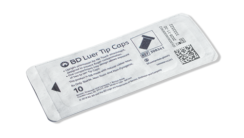 BD Luer Tip Cap, Sterile, 10/tray, 200 trays/cs (Continental US Only)