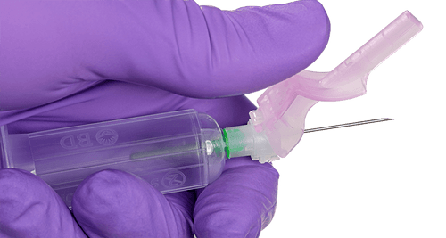 BD Needle, 22G x 1¼", Pre-Attached Holder, Green Shield, 100/cs (Continental US Only) - 22G