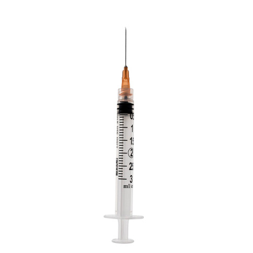EXEL LUER LOCK SYRINGE WITH NEEDLE Syringe & Needle, Luer Lock, 3cc, Low Dead Space Plunger, 25G x 1", 100/bx, 10 bx/cs (28 cs/plt)