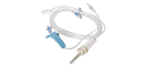 AMSINO AMSAFE® IV ADMINISTRATION SETS Adult Primary Piggyback IV Set, 15 Drops Per mL, 110" Length, 21 mL Priming Volume, Vented/Non-Vented, Back Check Valve, 1 Slide Clamp, 2 AMSafe® Needle-Free Y Sites, Roller Clamp, Rotating Male Luer Lock...