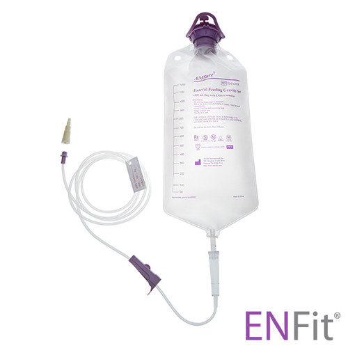 AMSINO AMSURE® ENTERAL FEEDING IRRIGATION KITS Enteral Feeding Administration Kit, Includes: 1200 ml Bag Gravity Set with ENFit Connector and Transition Connector, 30/cs