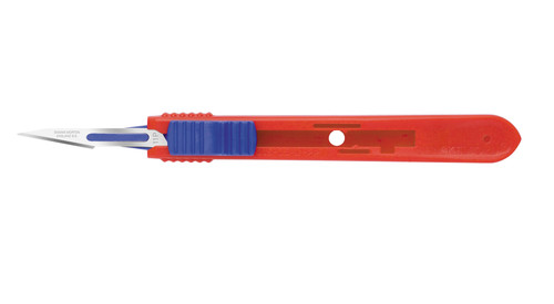 CINCINNATI SAFETY SCALPELS Safety Scalpels, Stainless Steel, Red Handle, Size 11p, Disposable, Sterile, 25/bx