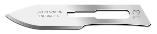 CINCINNATI SWANN MORTON STAINLESS STEEL  BLADE Blade, Swann Morton, Stainless Steel, Size 13, Sterile, 100/bx
