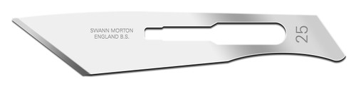 CINCINNATI SWANN MORTON STAINLESS STEEL  BLADE Blade, Swann Morton, Stainless Steel, Size 25, Sterile, 100/bx