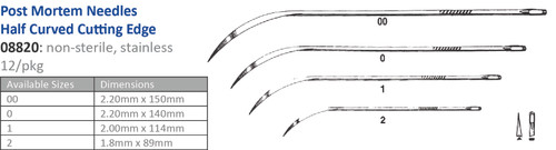 CINCINNATI SUTURE NEEDLES - NON-STERILE Suture Needle, Size 00, Post Mortem, Half Curved Cutting, 12/pk (Vendor MOQ 10 DZ) ()<img align="middle" src="/images/MOQ.png" border="0" title="MOQ"/
