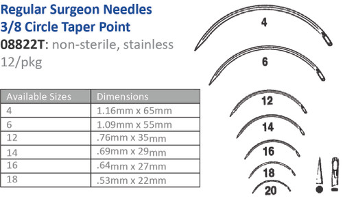 CINCINNATI SUTURE NEEDLES - NON-STERILE Suture Needle, Size 6, Regular Surgeons, 3/8 Circle Taper Point, 12/pk (Vendor MOQ 10 DZ) ()<img align="middle" src="/images/MOQ.png" border="0" title="MOQ"/